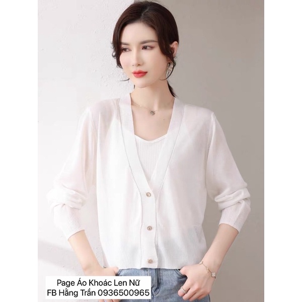 Khoác len cổ tim chất mỏng form rộng hàng cao cấp.
