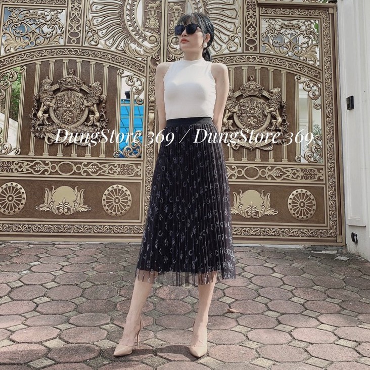 Chân Váy Xếp Ly Dáng Dài Họa Tiết Độc Đáo 2 Lớp Cao Cấp Freeship,Chân váy Nữ Thời Trang Đi Biển 2 Màu Mới Của Hè 2021