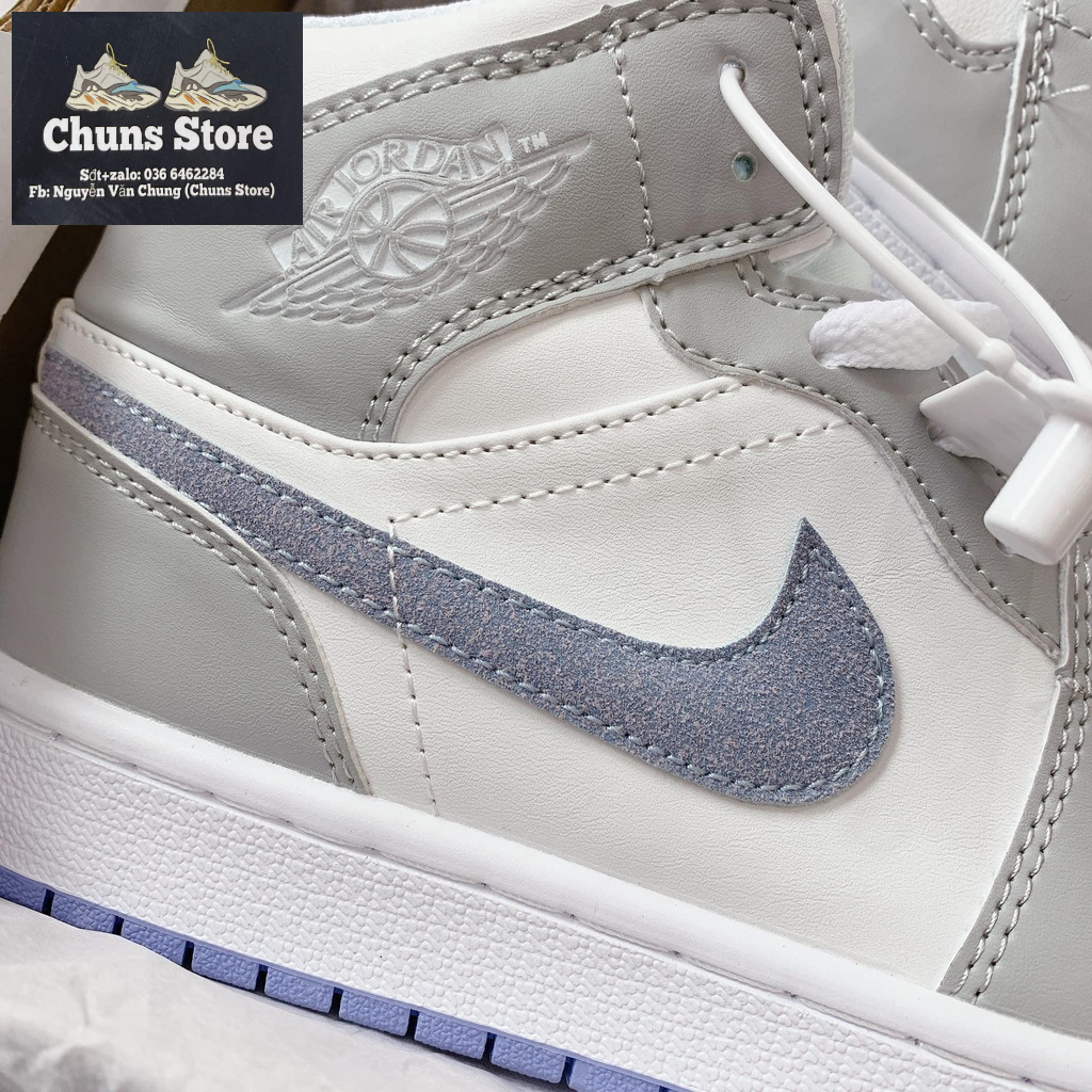 Giày Jordan grey wolf cổ cao xám đế xanh cao cấp giày thể thao nam nữ CT SHOE Jodan 1 hight mới