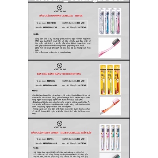 Bàn chải đánh răng đầu nhỏ TEETH Vietsun có lỗ thông hơi đầu lông, chống bẩn tích tụ vi khuẩn, cán uốn dẻo