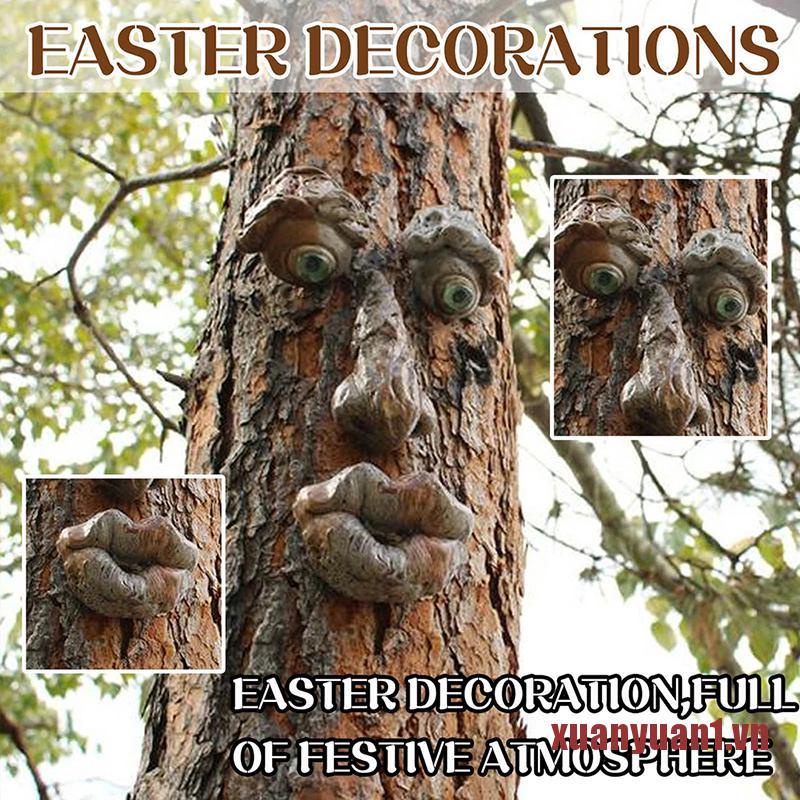 XUAN Bark Ghost Face Facial Features Decoration Easter Outdoor Creative Props G