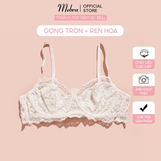 Áo bra nữ ren hoa trắng có gọng nâng ngực không đệm mút thiết kế độc quyền Mebra A034
