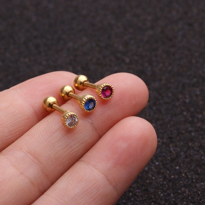Khuyên tai đính đá zircon đơn giản thời trang tùy chọn màu sắc