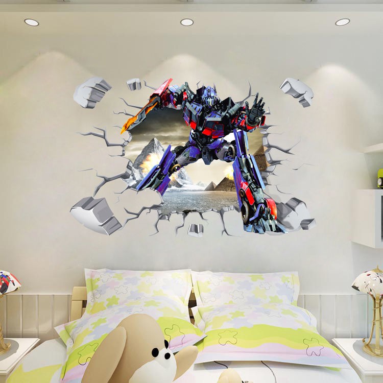▧Người vận chuyển Hornet Dán tường Optimus Prime Robot Xe hơi Hoạt hình Anime trang trí phòng cho trẻ em <