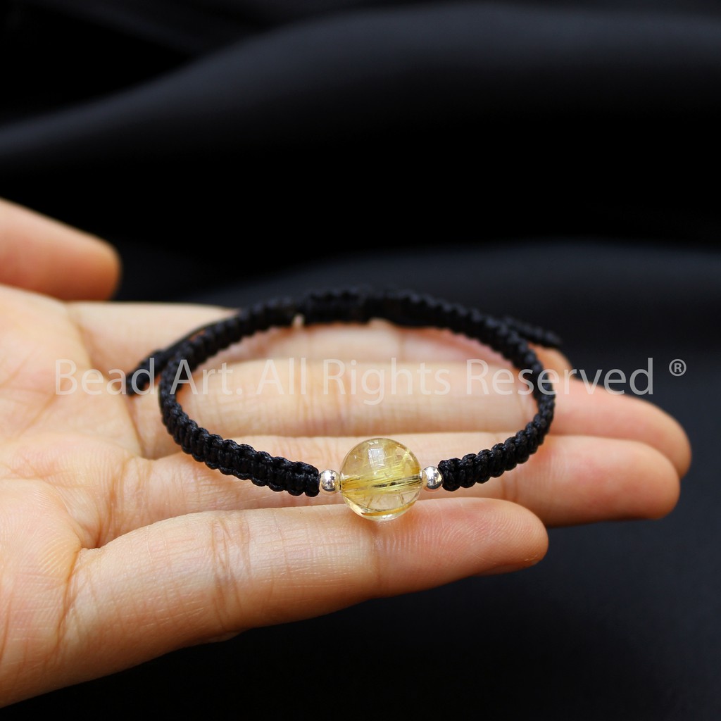 Vòng Tay Thắt Dây T.A Tóc Màu Vàng 10mm Loại A, Thổ, Kim, Vòng Tay Phong Thuỷ, Trang Sức, Chuỗi Hạt S30 - Bead Art