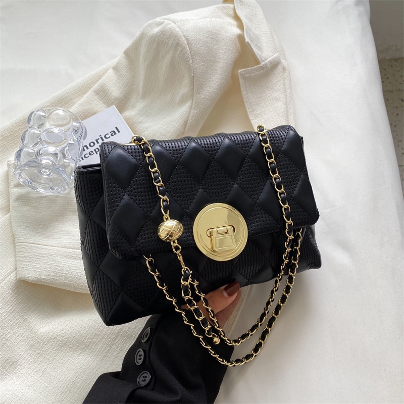 Túi Đeo Vai Hình Vuông Cỡ Nhỏ Họa Tiết Hình Thoi Phối Dây Xích Thời Trang Cho Nữ