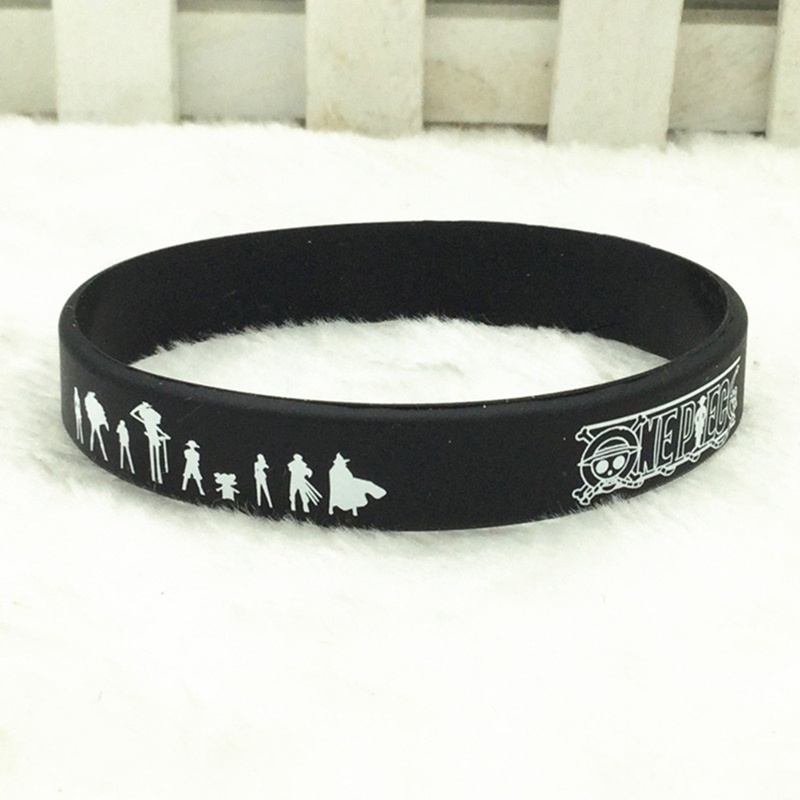 Set 1 / 2 Vòng Tay Cao Su Silicon In Hình Anime One Piece Độc Đáo &amp; Vòng Tay Thể Thao Cho Nam Và Nữ