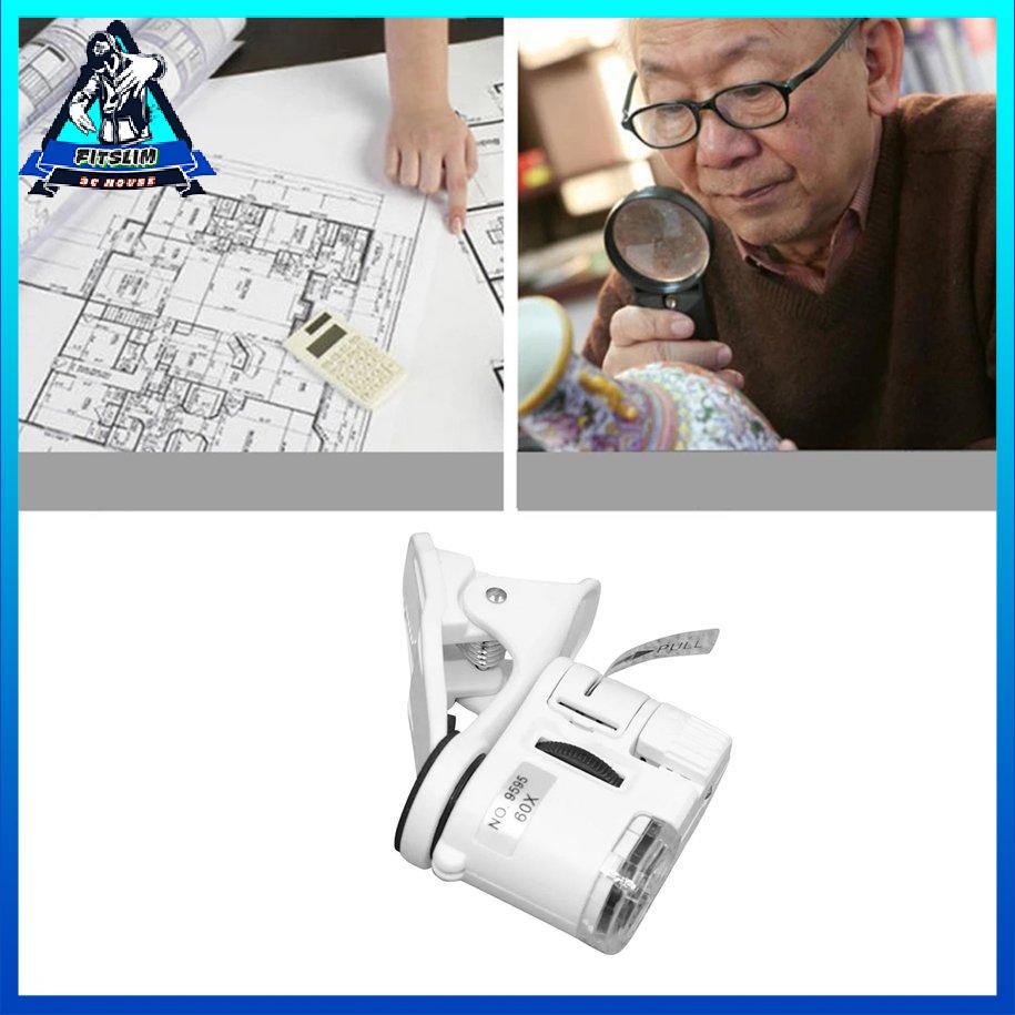 Kính lúp 60X Kính hiển vi điện thoại di động Kính lúp với LED kẹp camera điện thoại [8/4]