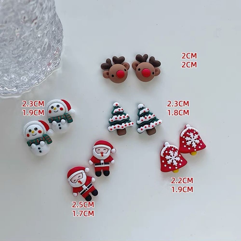 Khuyên kẹp tai bằng nhựa resin hình ông già noel/tuần lộc dễ thương dùng làm quà tặng giáng sinh cho bạn gái