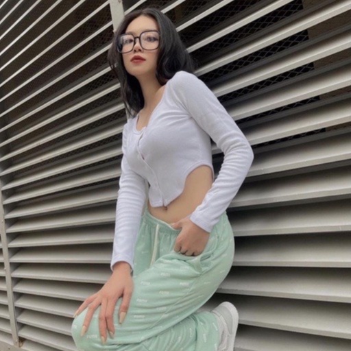 Áo croptop nữ  dài tay vạt bầu phối cúc dọc vải thun tăm co giãn Bingshop freeship