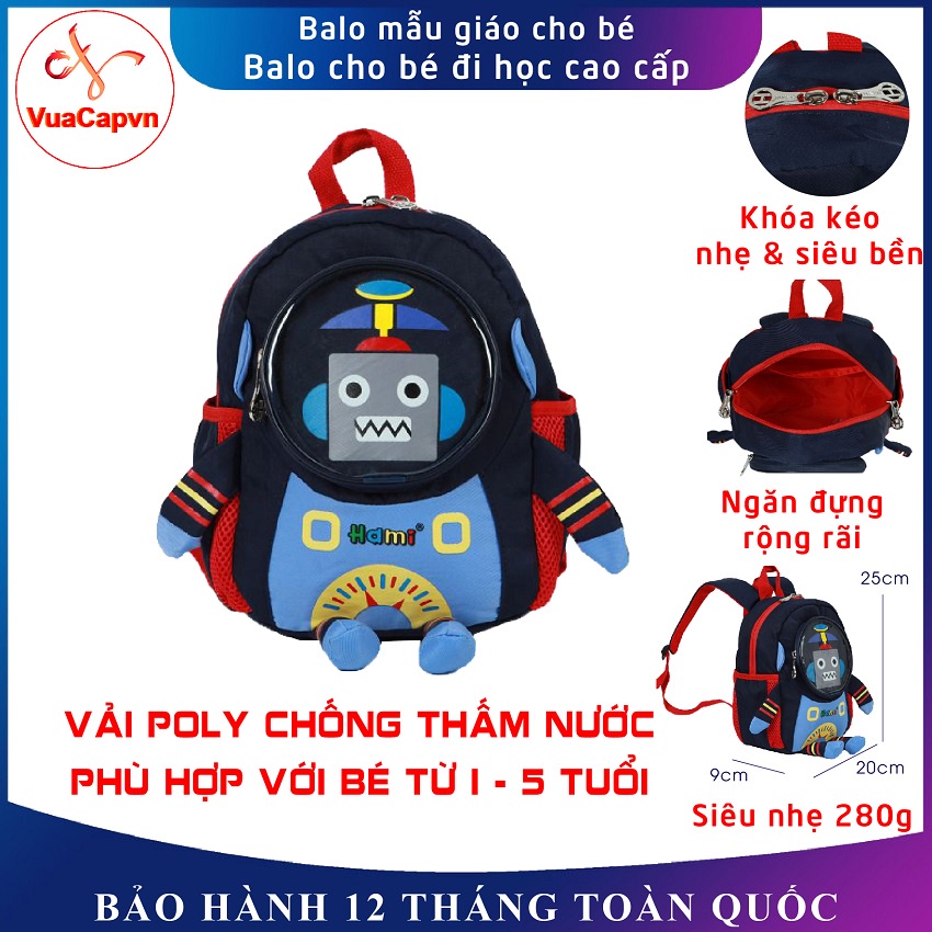 Balo mẫu giáo Hami 209 xanh, balo đi học cho bé trai từ 1 tuổi đến 5 tuổi, chống thấm nước, siêu nhẹ, bảo hành miễn phí