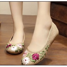 Giày búp bê thêu hoa màu nâu - GT9 | BigBuy360 - bigbuy360.vn