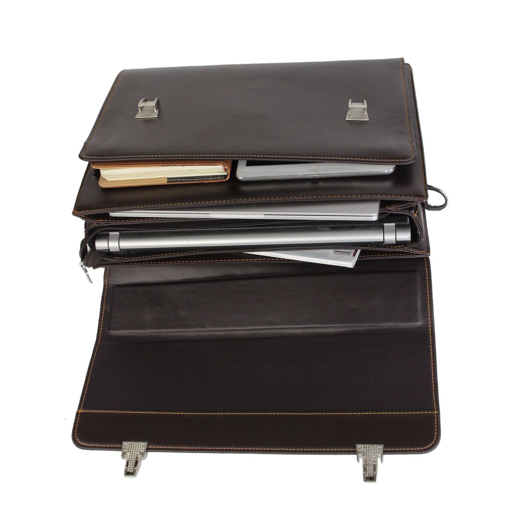 Túi xách cặp da đựng laptop hồ sơ công sở T26 40x30x7.5cm (Da bò - Đen) | BigBuy360 - bigbuy360.vn