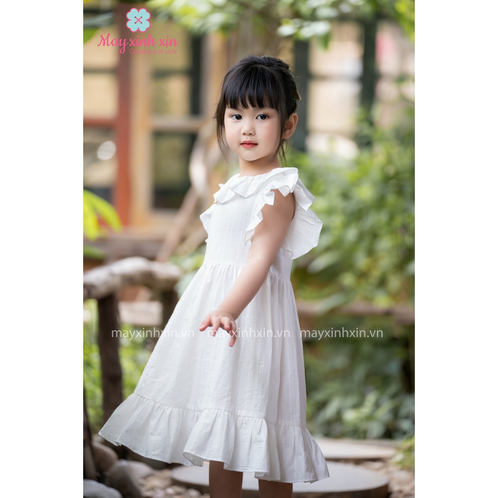 Váy hè bé gái - Váy thiết kế cho bé - Đầm hè thiết kế cho bé gái - váy trắng thô Lily