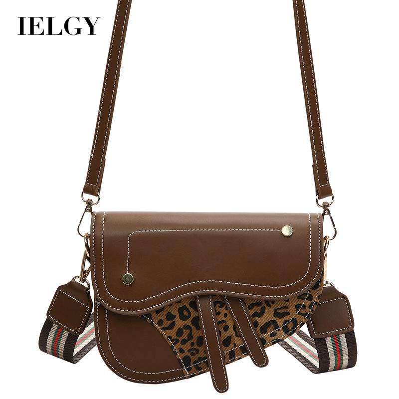 IELGY Túi Đeo Chéo Họa Tiết Da Báo Phong Cách retro Pháp Thời Trang Cho Nữ