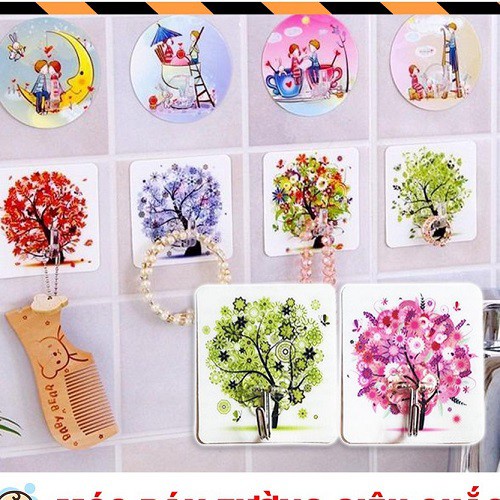 móc dán tường chịu lực, móc dán chịu lực in hình họa tiết 4D