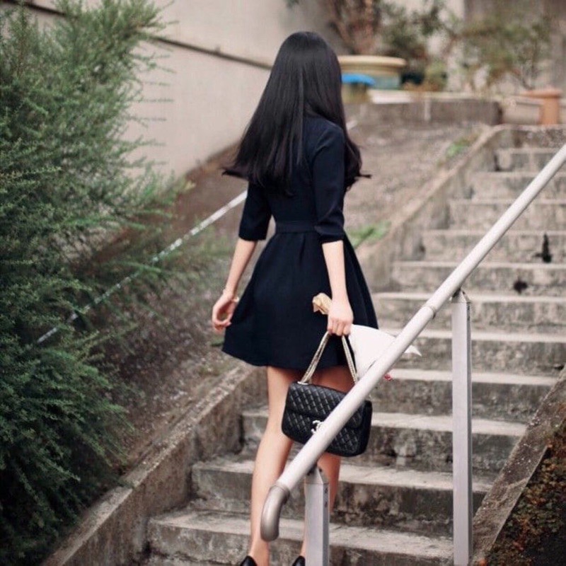 Đầm váy cổ vest thanh lịch 2 màu