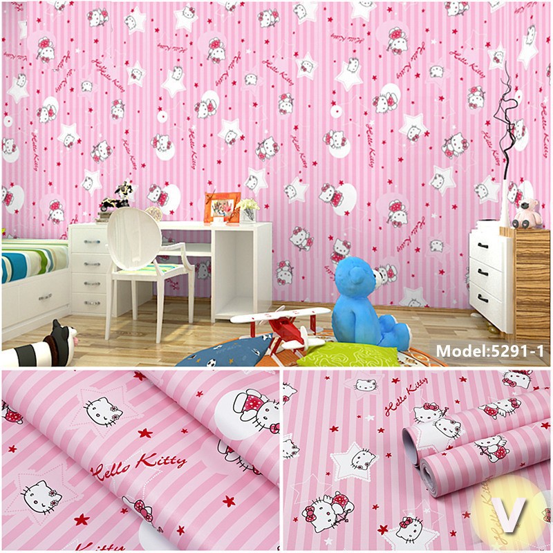 10m Giấy dán tường Kitty sao có sẵn keo khổ rộng 45cm