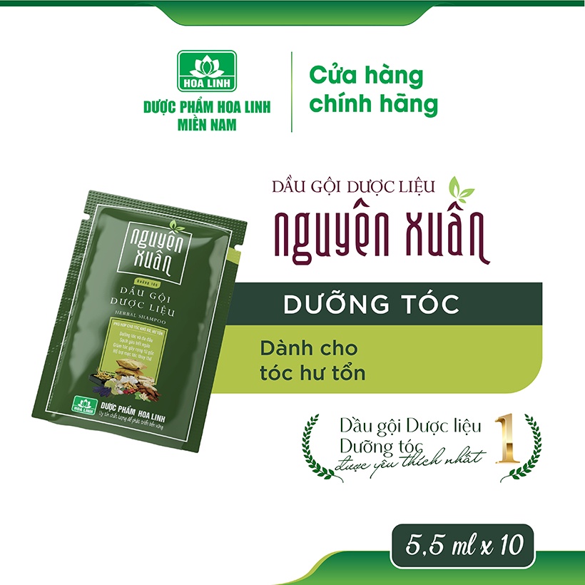 Dầu gội dược liệu Nguyên Xuân dưỡng tóc - Dây 10 gói x 5,5ml