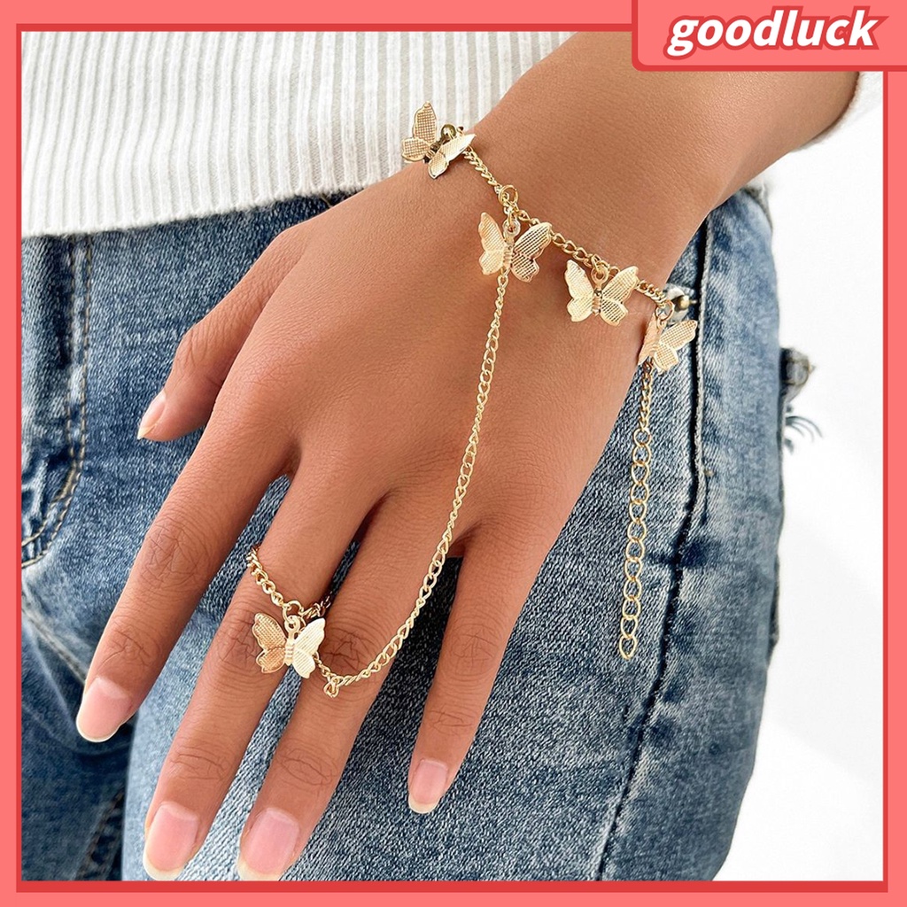 Goodluck| Nhẫn Hình Bướm Bằng Thép Không Gỉ Màu Sắc Cá Tính Dành Cho Nữ