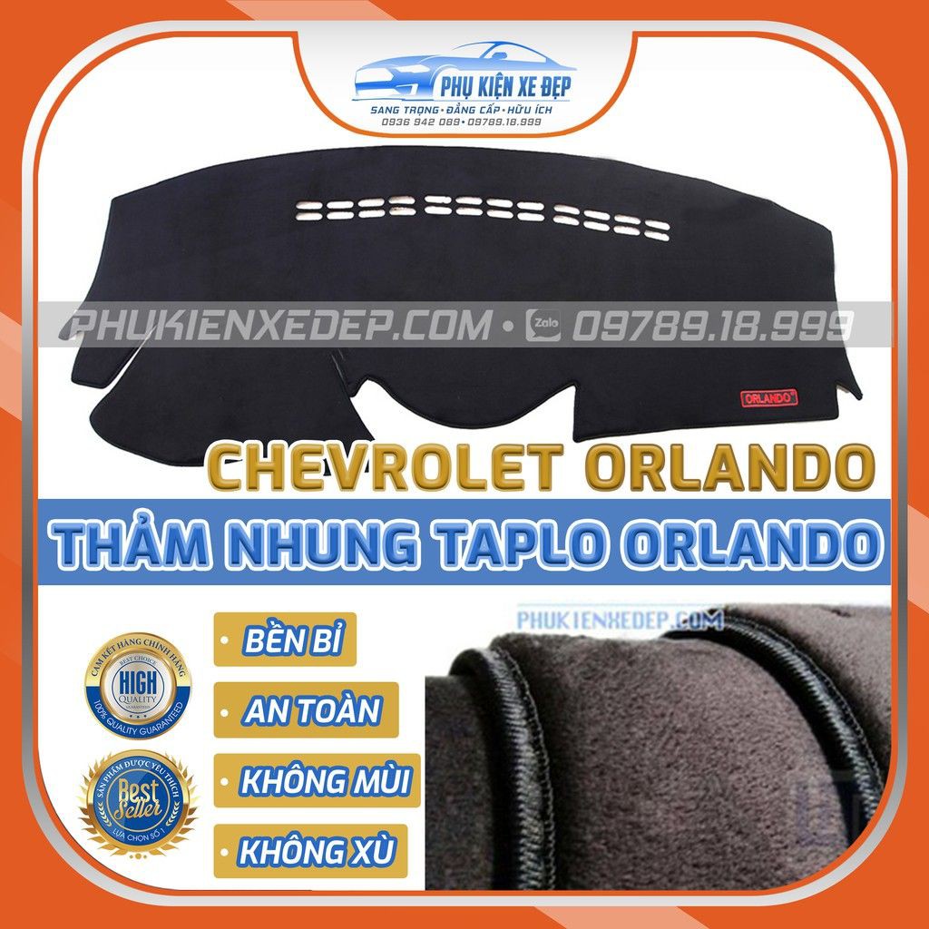Thảm chống nóng taplo xe Chevrolet Orlando chất liệu Nhung Lông cừu 3 lớp chống trượt