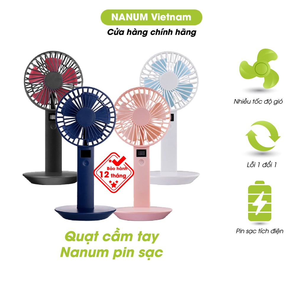 Quạt mini cầm tay Nanum sạc bằng USB đến 2.000mAh, thời gian quạt hoạt động lên đến 7h - BF028B