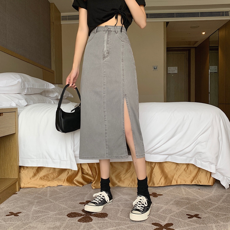 Chân Váy Denim Lưng Cao Dáng Chữ A Thiết Kế Xẻ Tà Thời Trang Hè Cá Tính Cho Nữ | BigBuy360 - bigbuy360.vn