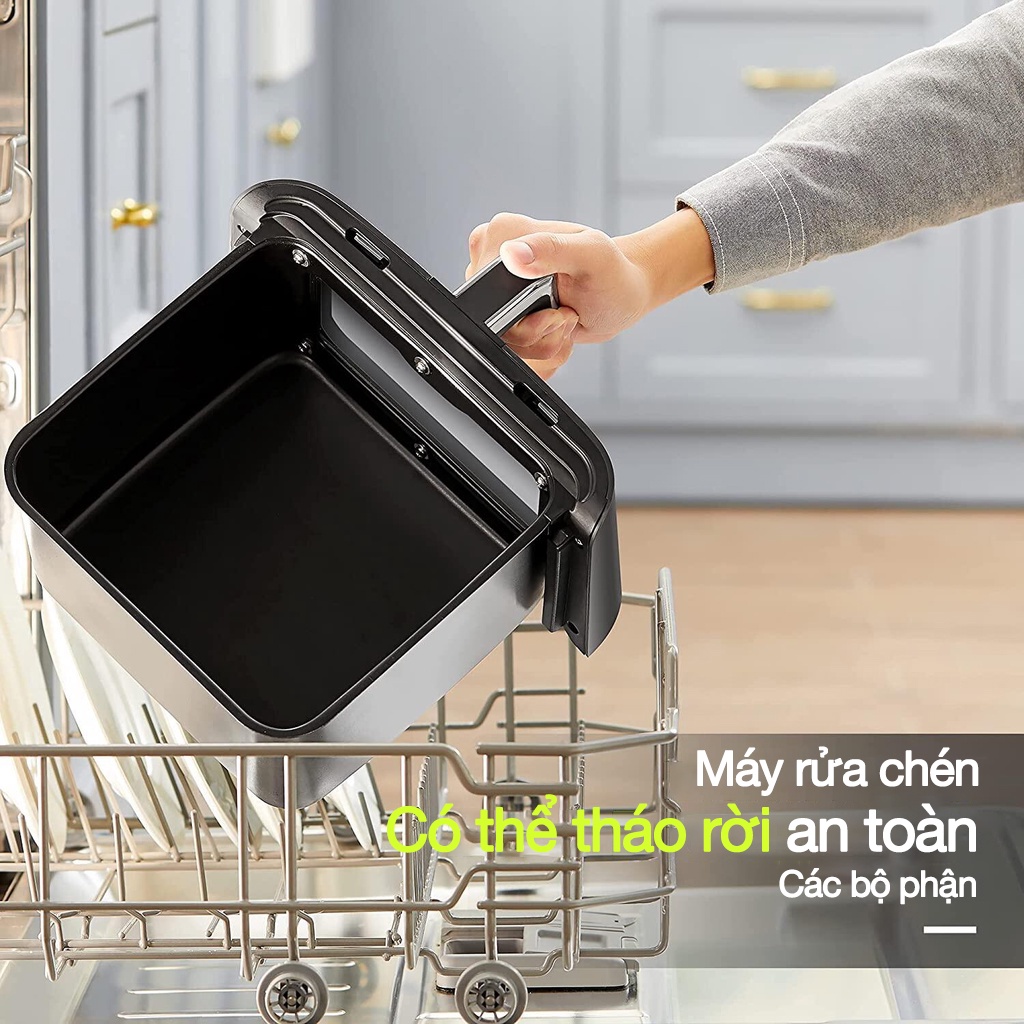 Nồi chiên không dầu điên tử cao cấp  LEACCO AF060/ AF060W 12 chế độ cài đặt tráng gốm chiên nhanh dễ theo dõi đồ ăn 6L