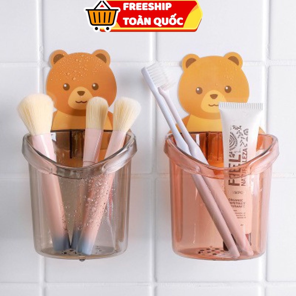 Cốc Gấu [FREESHIP] Ly cốc đựng bàn chải kem đánh răng dán tường hình gấu .