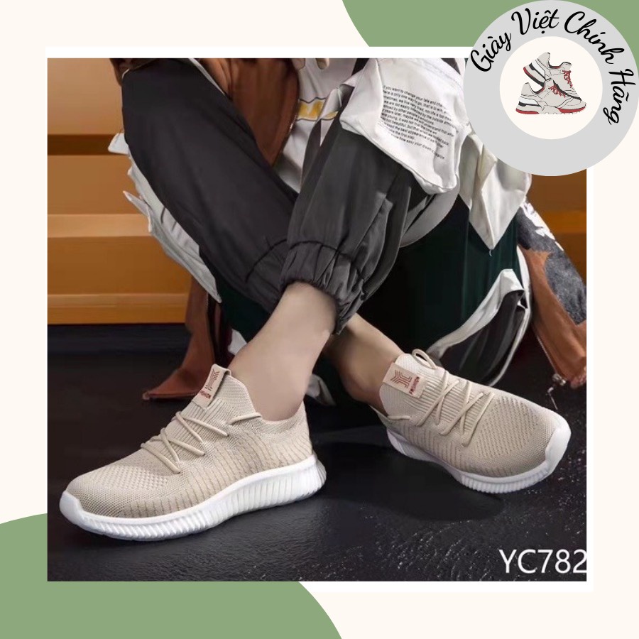Giày thể thao nam QC ❤️FREESHIP❤️ Giày sneakers quai dệt buộc dây đế bằng siêu nhẹ YC782