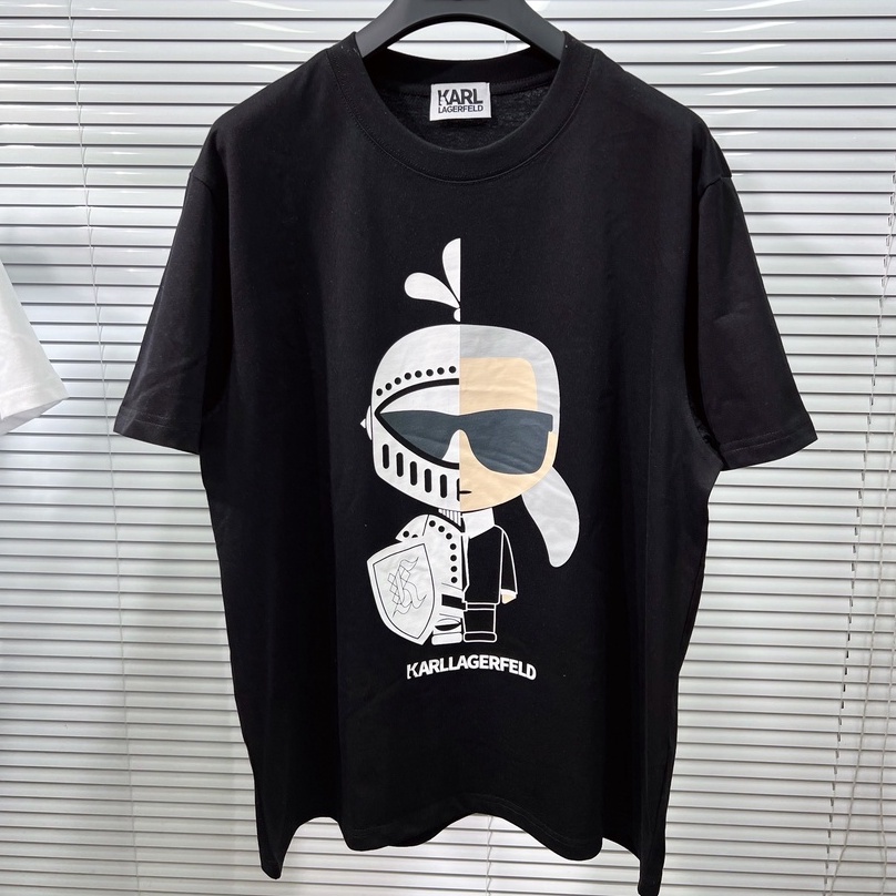 Áo thun tay lỡ KARL LAGERFELD Kỵ sĩ siêu thời trang, Áo Phông Unisex Nam Nữ