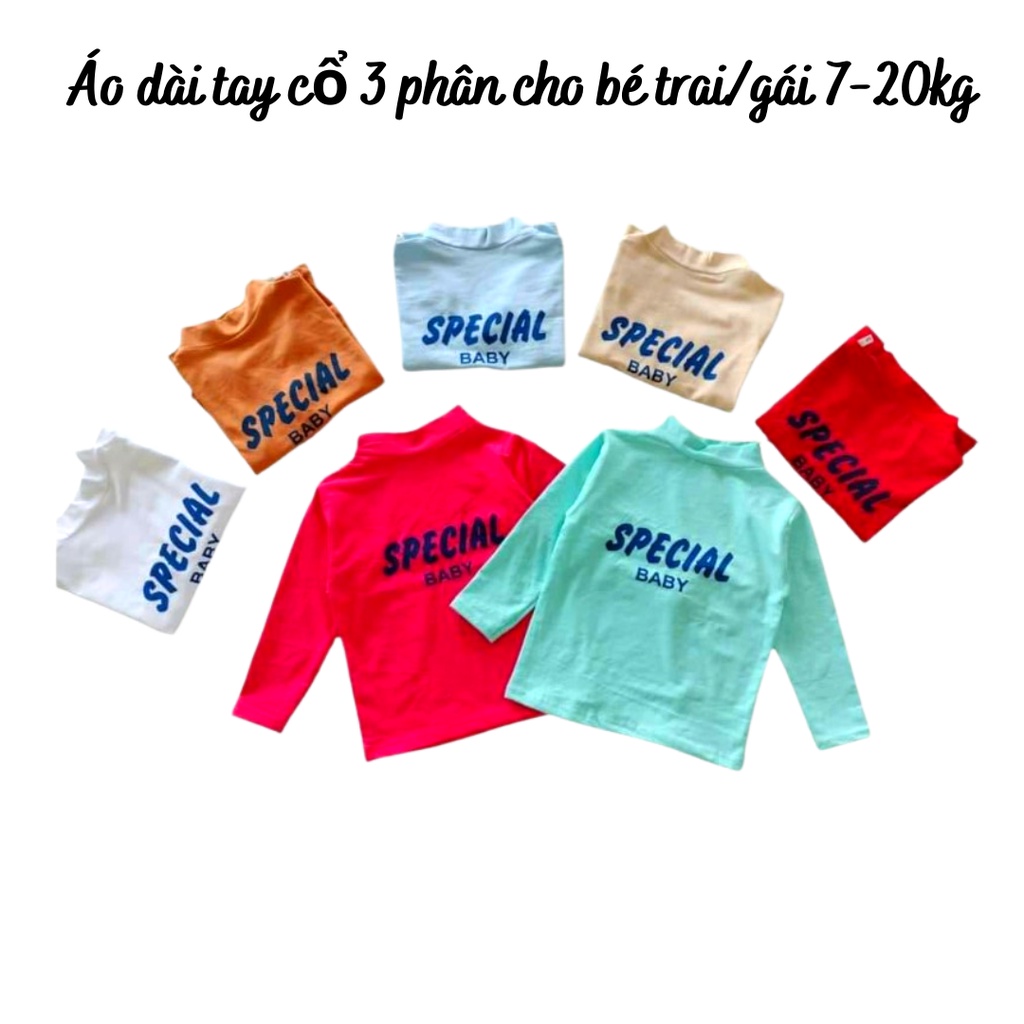 Combo 5 áo dài tay cổ 3p cho bé trai bé gái 6-20kg