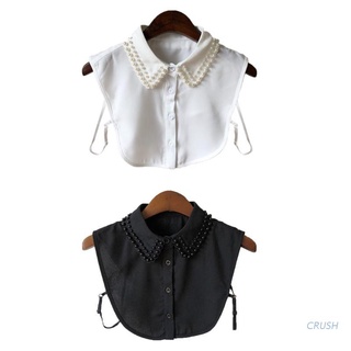  Cổ áo sơ mi giả vải chiffon đính ngọc trai thanh lịch thời trang cổ điển cho nữ 