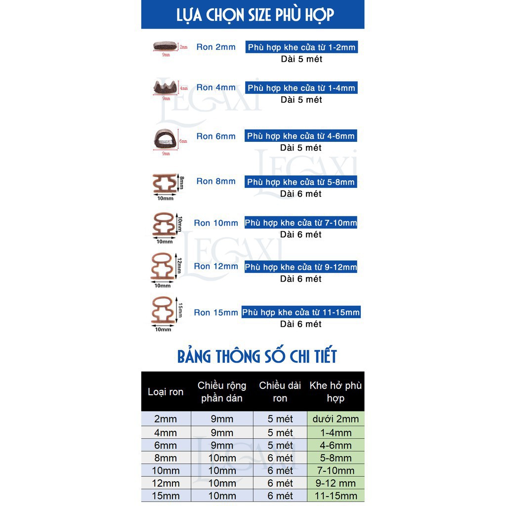 KVM Ron dán khung cửa gỗ, lấp kín khe hở, cách thức thức âm, chống thoát nhiệt, bớt ồn Legaxi 40 22