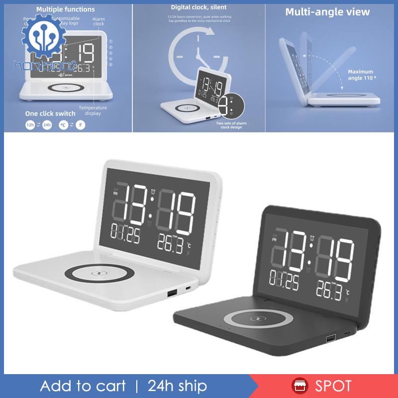 Đồng Hồ Báo Thức Koolsoo2 Kèm Sạc Không Dây Có Thể Điều Chỉnh Độ Sáng Để Bàn Đầu Giường