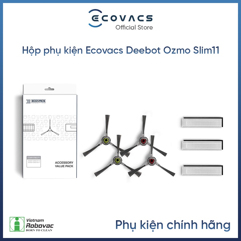 Hộp phụ kiên Bộ lọc, chổi ven Ecovacs Deebot OZMO Slim 11 - Hàng Chính Hãng