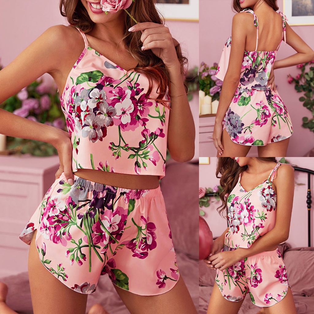 Bộ Đồ Ngủ Ngắn Bằng Lụa Satin Quyến Rũ Dành Cho Nữ