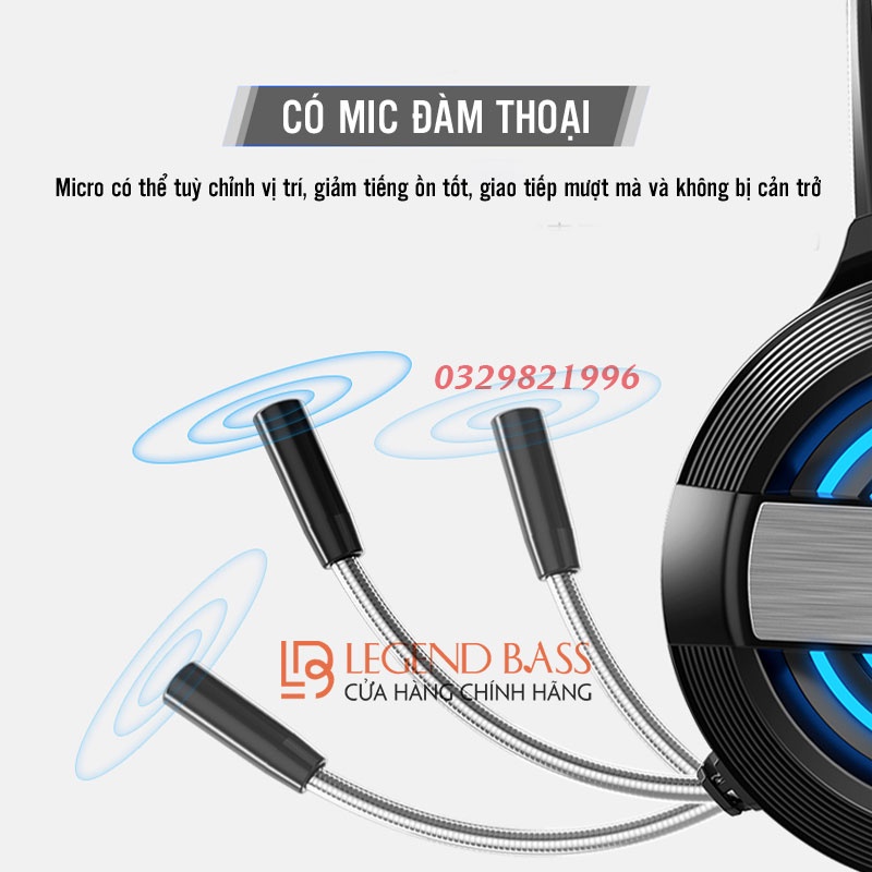 Tai Nghe Gaming Chụp Tai Có Mic Cho Máy Tính Laptop Và Điện Thoại, Headphone Game Thủ Có Đèn Led, Âm Trong, Bass Trầm