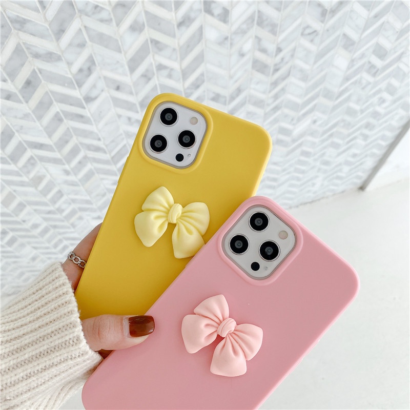 Ốp Điện Thoại Silicone Màu Kẹo Có Nơ Cho OPPO A12 A3S A5S A5 A7 A59 A95 A57 A83 A39 A79 A92 A52 A53 F5 F9 F1S F11 A15S A74 A54