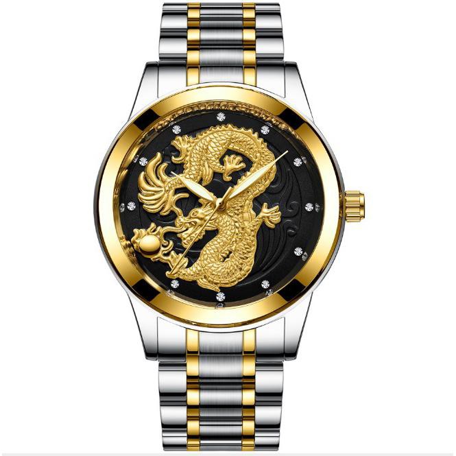 Đồng hồ nam mặt rồng vàng dây Dmi sang trọng