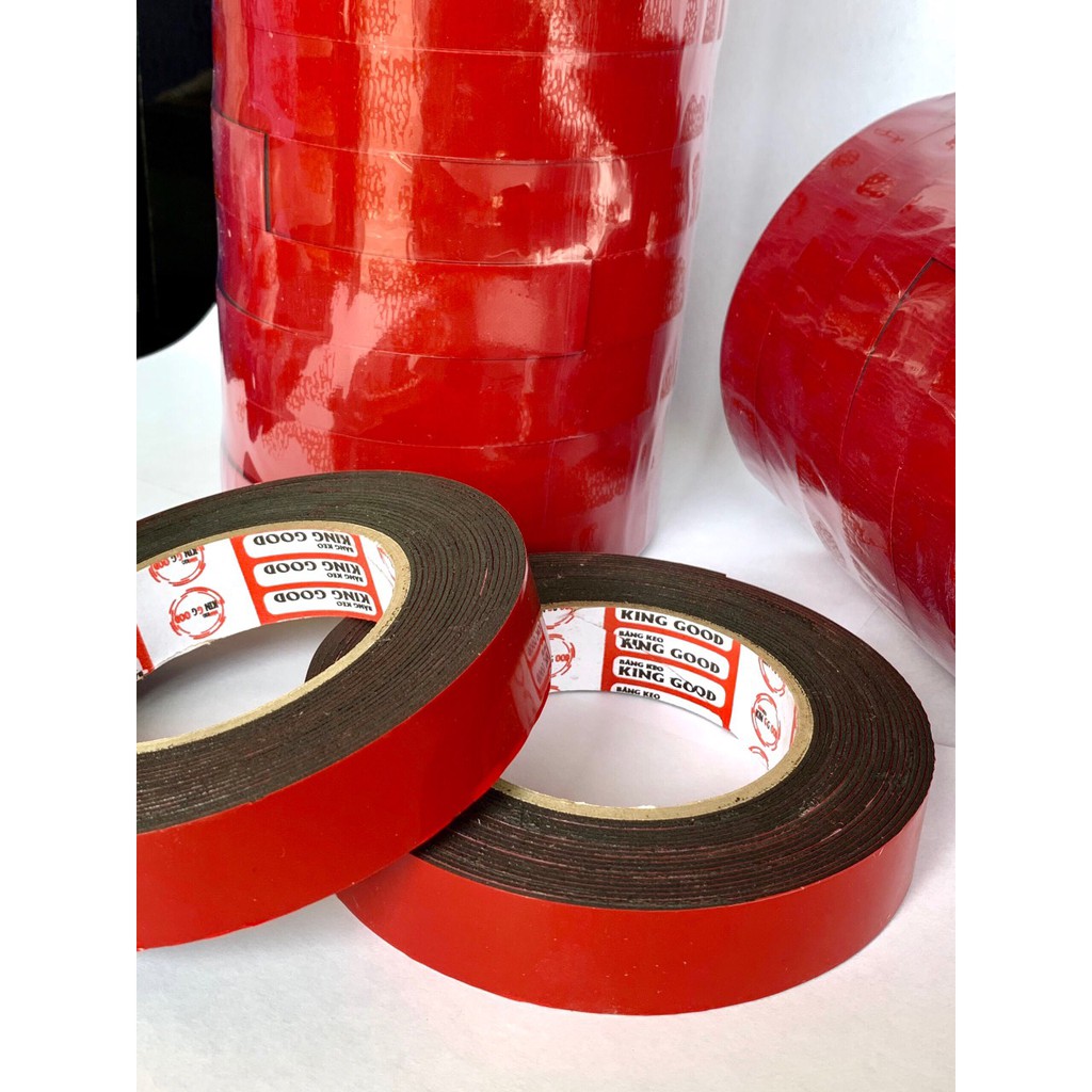 Cuộn băng keo xốp 2 mặt màu đỏ đen loại 6m (Khổ 24mm) bám dính cực tốt n5