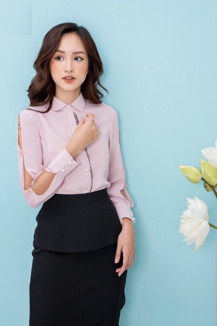 Chân váy nữ công sở họa tiết bèo trên | BigBuy360 - bigbuy360.vn