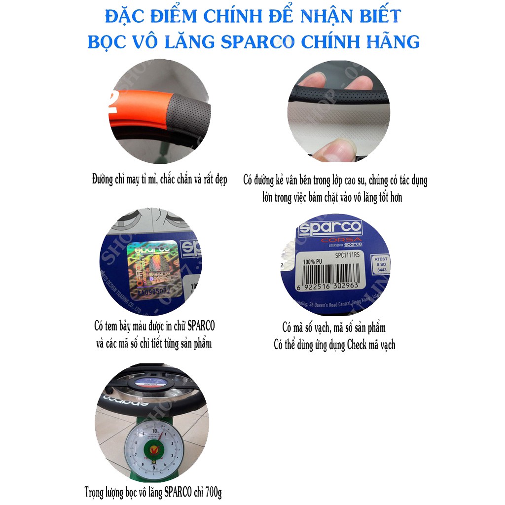 [Mã LIFEAU5SALE giảm 20k đơn 50k] Bọc vô lăng chính hãng SPARCO 1117BK - đầy đủ tem, khung chính hãng