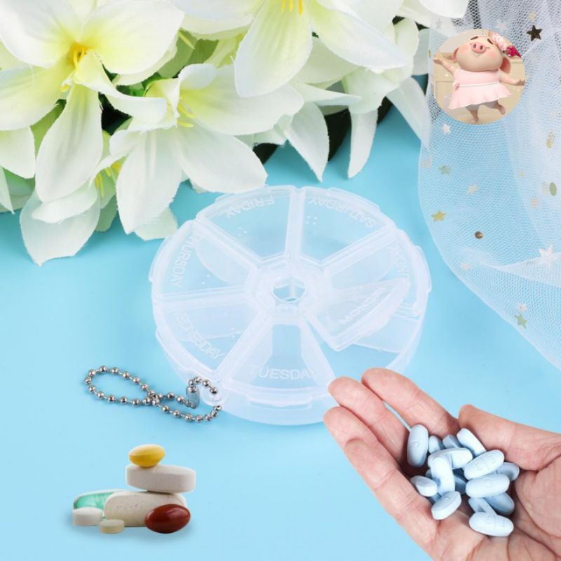 Hộp nhựa tròn 7 ngăn tiện dụng chia 💊💊💊💊