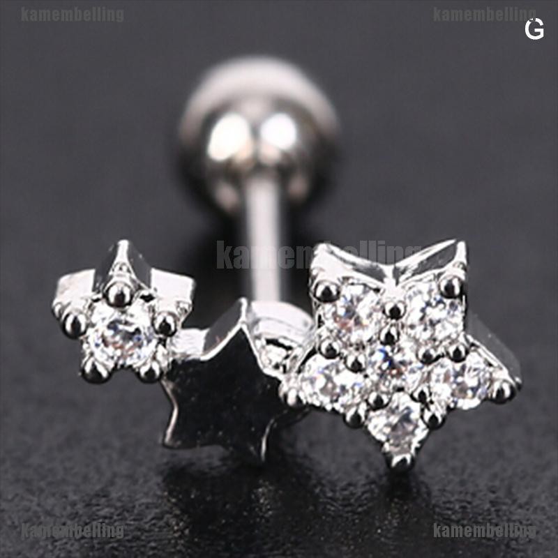 Khuyên Vành Tai Hình Mặt Trăng Đính Đá Thời Trang Cho Nữ