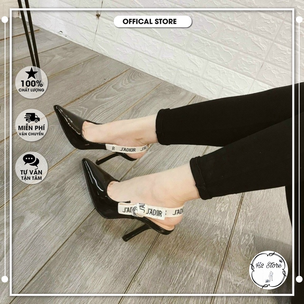 👠👟 Sandal jadior đen nơ quai sau gót nhọn cao fullbox ⚡