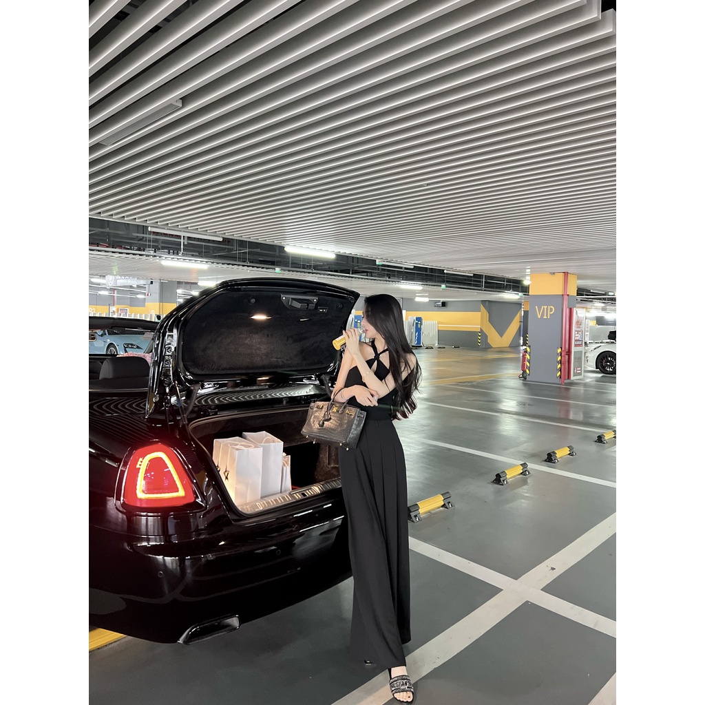 Cocory vn Áo Croptop Sát Nách Thiết Kế Dây Đan Chéo Quyến Rũ 3 Màu Sắc