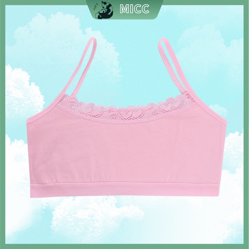 Áo lót cotton viền ren thoáng khí cho bé gái 8-12 tuổi