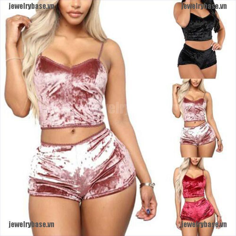 Bộ Đồ Ngủ 2 Dây Vải Nhung Quyến Rũ Cho Nữ | BigBuy360 - bigbuy360.vn