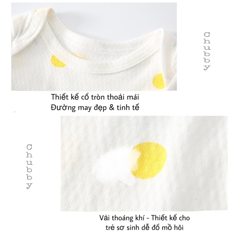 Body Chip Cộc Tay Cho Bé,Body Sơ Sinh Vải Cotton Thông Hơi Thoáng Mát Cho Bé 0-12 tháng